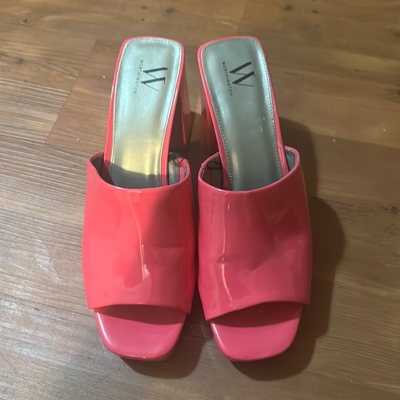 Hot Pink Heeled Slides - Picture 1 of 3